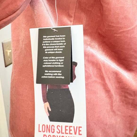 Elegant Celebrity Pink Long Sleeve Velvet Women's Bodysuit‎ XL NWT - Picture 6 of 6